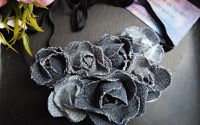 Colier statement cu flori din blugi reciclai cod