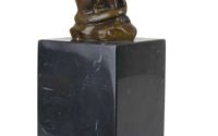 Pisica sezand-statueta bronz cu un soclu din marmu