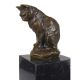 Pisica sezand-statueta bronz cu un soclu din marmu