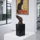 Pisica sezand-statueta bronz cu un soclu din marmu
