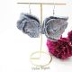 Cercei statement din blugi reciclat flori handmade