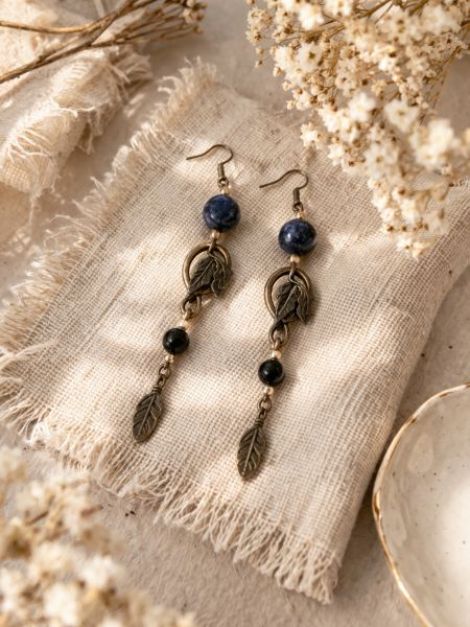 Cercei lungi cu lapis lazuli