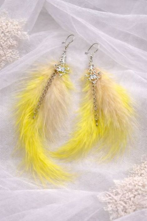 Cercei handmade din pene naturale