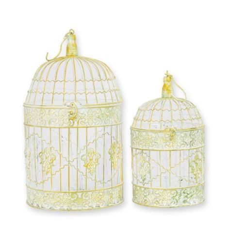 Set doua colivii rotunde din fier forjat antik whi
