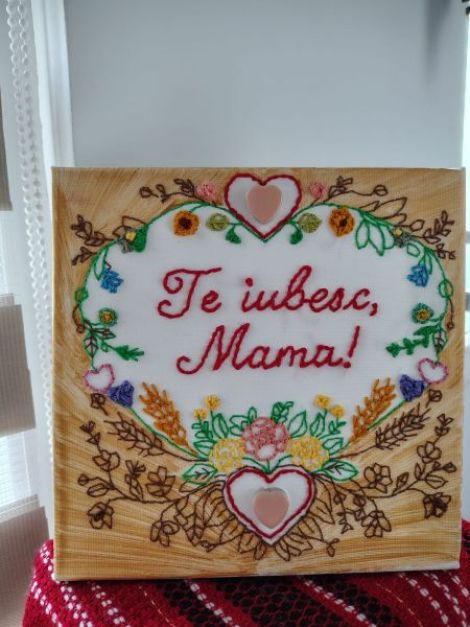 Tablou handmade Te iubesc mama"