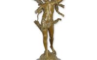 Cupidon-statueta din bronz cu un soclu din marmura