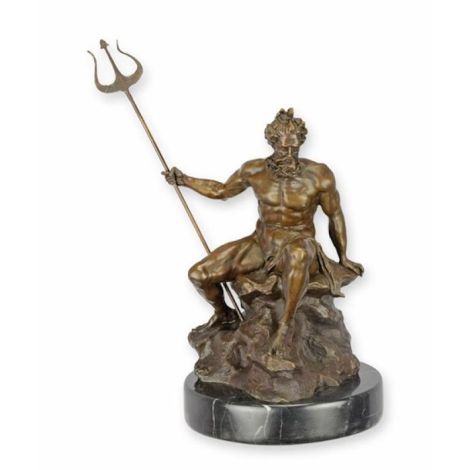 Neptun-statueta din bronz cu un soclu din marmura