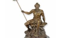 Neptun-statueta din bronz cu un soclu din marmura