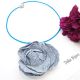 Colier handmade cu floare din denimblug reciclat 