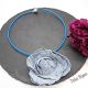 Colier handmade cu floare din denimblug reciclat 