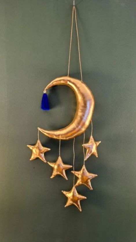Decoratiune de perete "Luna aurie cu stele"