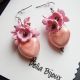 Cercei handmade Sakura cu inim cercei romantici r