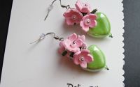 Cercei "Sakura Bloom Heart" Roz Delicat i Verde V