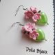 Cercei "Sakura Bloom Heart" Roz Delicat i Verde V