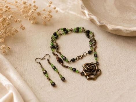 Set bijuterii stil vintage colier si cercei