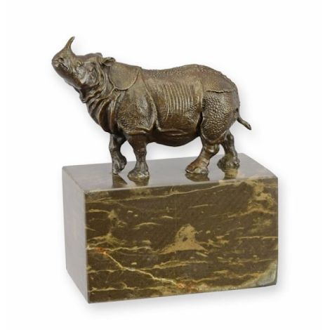 Rinocer-statueta din bronz cu soclu marmura