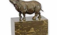 Rinocer-statueta din bronz cu soclu marmura