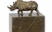 Rinocer-statueta din bronz cu soclu marmura