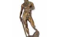 Neptun-statueta din bronz cu soclu marmura