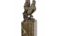 Cocos-statueta din bronz cu soclu marmura