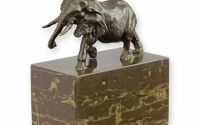 Elefant-statueta din bronz cu soclu marmura