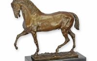 Cal la trap-statueta din bronz cu soclu marmura