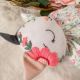 Pisicuta gri - broderie flori roz