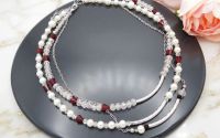Set coliere multilayer din mrgele faetate roii 