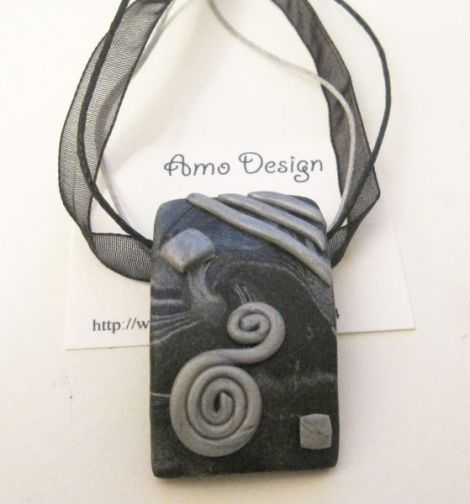 Colier fimo negru argintiu
