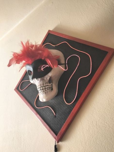 Crimson Skull tablou sculptural in relief