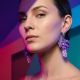 Cercei handmade cu flori sakura din foamiran mov- 