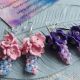 Cercei handmade cu flori sakura din foamiran mov- 