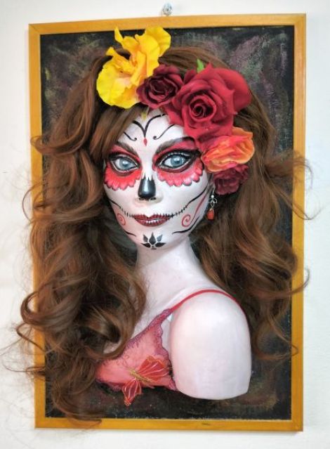 La Catrina Roja tablou sculptural in relief