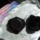 Cercei statement din blugi reciclai flori negre h