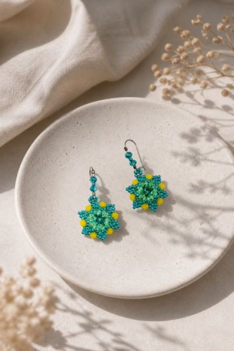 Cercei turcoaz cu cristale Swarovski