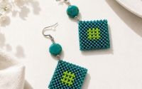 Cercei handmade turcoaz cu pietre de jasp