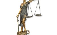 Justitia-statueta din bronz cu soclu din marmura