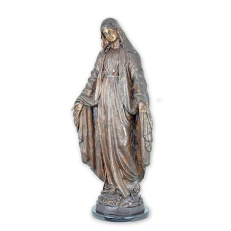 Fecioara Maria-statueta din bronz cu soclu marmura