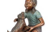 Fetita citind cu catel-statueta vieneza din bronz
