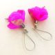 Cercei flori de matase fuchsia