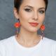 Cercei lungi handmade flori rosii din foamiran la