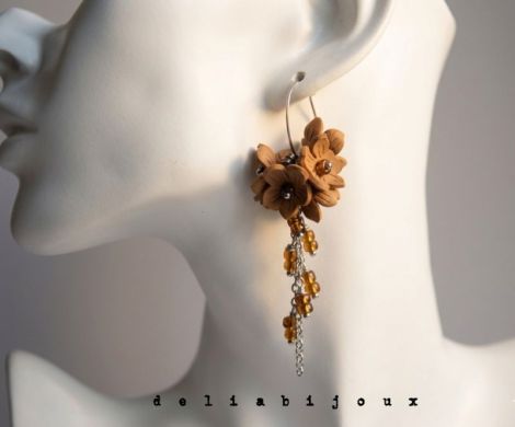 Cercei Handmade Flori de Toamn din Foamiran Mrg