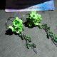 Cercei Lungi Handmade Verde Crud Flori din Foamira