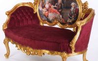 Sofa baroc din lemn auriu cu tapiterie catifea
