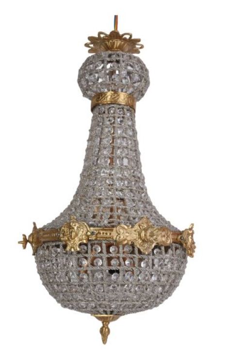 Candelabru Rococo din alama cu cristale