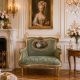 Sofa baroc din lemn auriu cu tapiterie verde