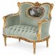 Sofa baroc din lemn auriu cu tapiterie verde