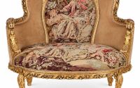 Sofa baroc din lemn auriu cu tapiterie goblen