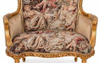 Sofa baroc din lemn auriu cu tapiterie goblen