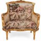 Sofa baroc din lemn auriu cu tapiterie goblen